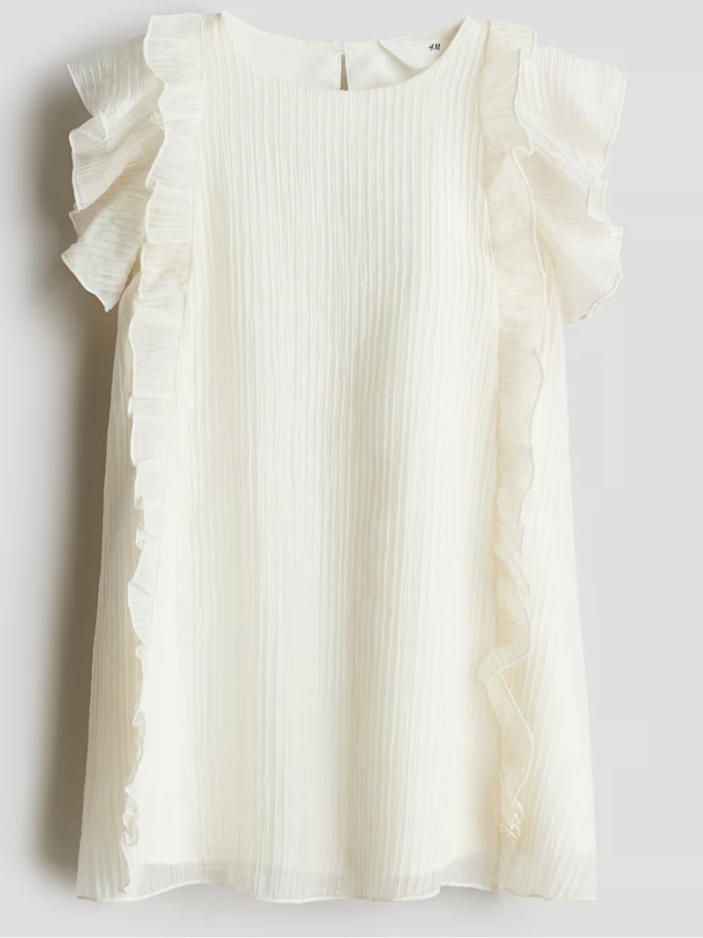 H&M Cream Ruffle Flutter Sleeve Dress